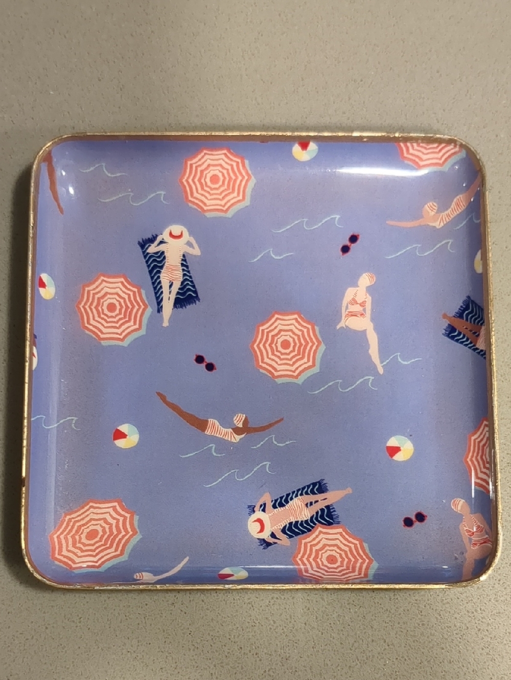 World Market Old Fashion Beach Trinket Dish Periwinkle 4"X4"
